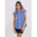 Embroidered blouse "Little Star" blue/white/red 